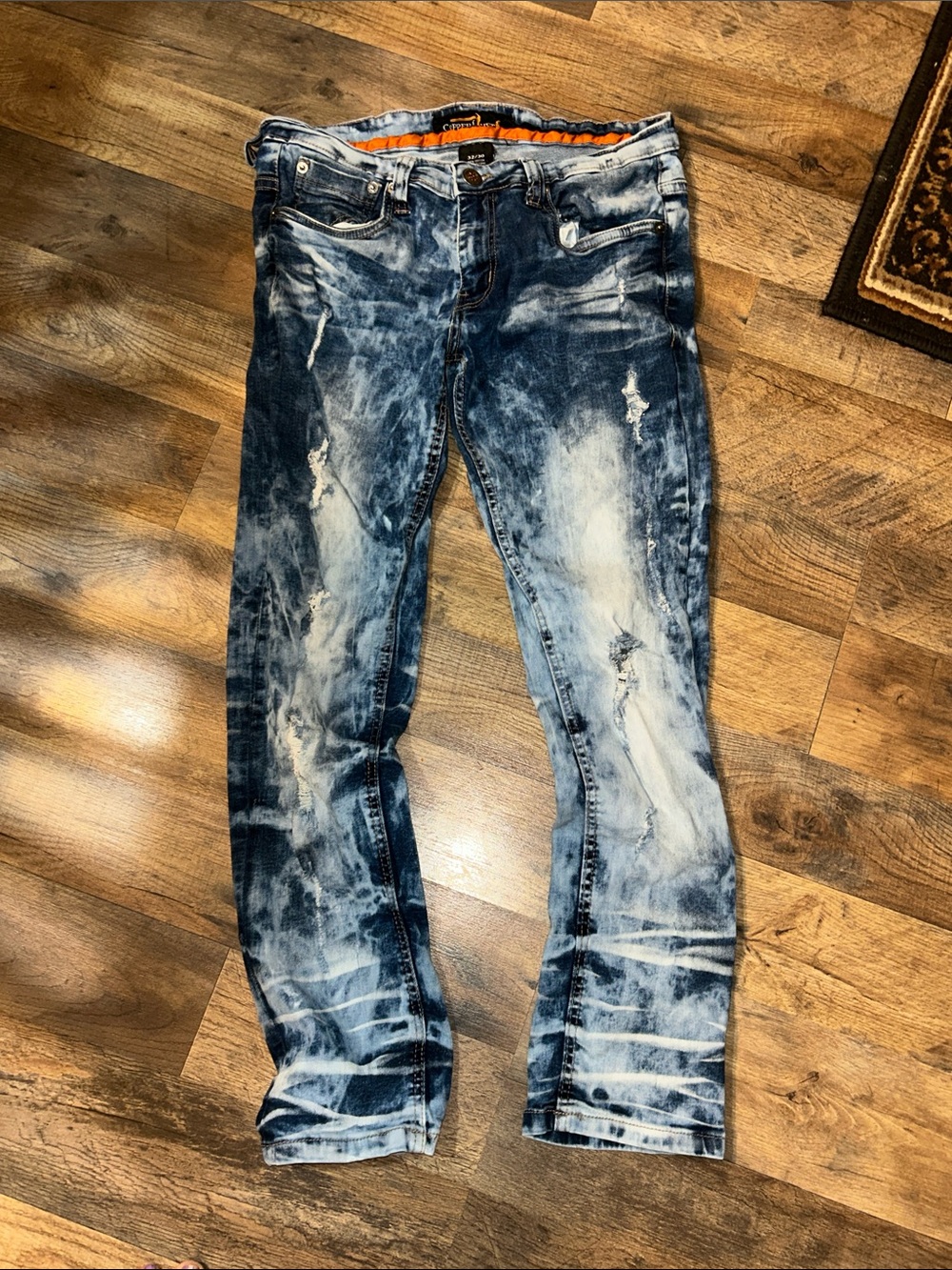 Cooper Rivet Men's Slim Straight Acid Wash Jeans - Blue 32/30